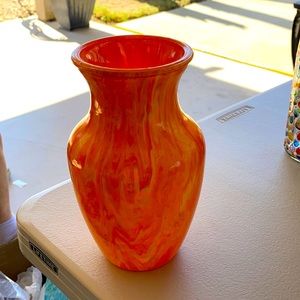 Pour over painted vase. Orange/yellow. Hand wash only. 8" in size